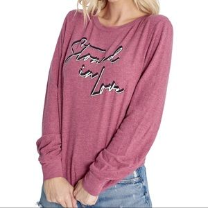 Wildfox Stoned In Love Baggy Beach Jumper in Ruby Red NWT